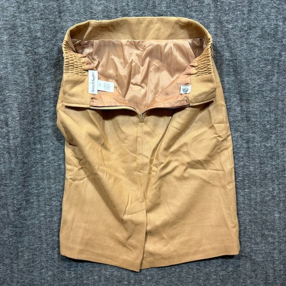 Vintage Lined 100% Wool Beige Tan Pencil Skirt Size 10 Office Career Work Slit - Picture 9 of 15
